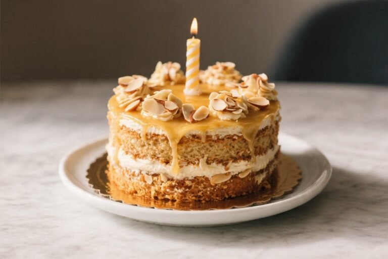 Honey Almond Birthday Cake – A Light, Elegant Celebration Cake